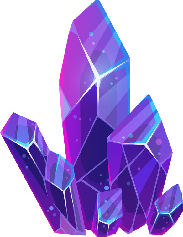 Purple Magic Crystal, Vector Gemstone Rock or Gem