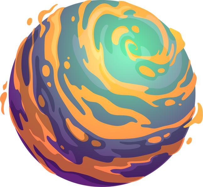 Space Planet with Orange Nebula, Fantasy Galaxy